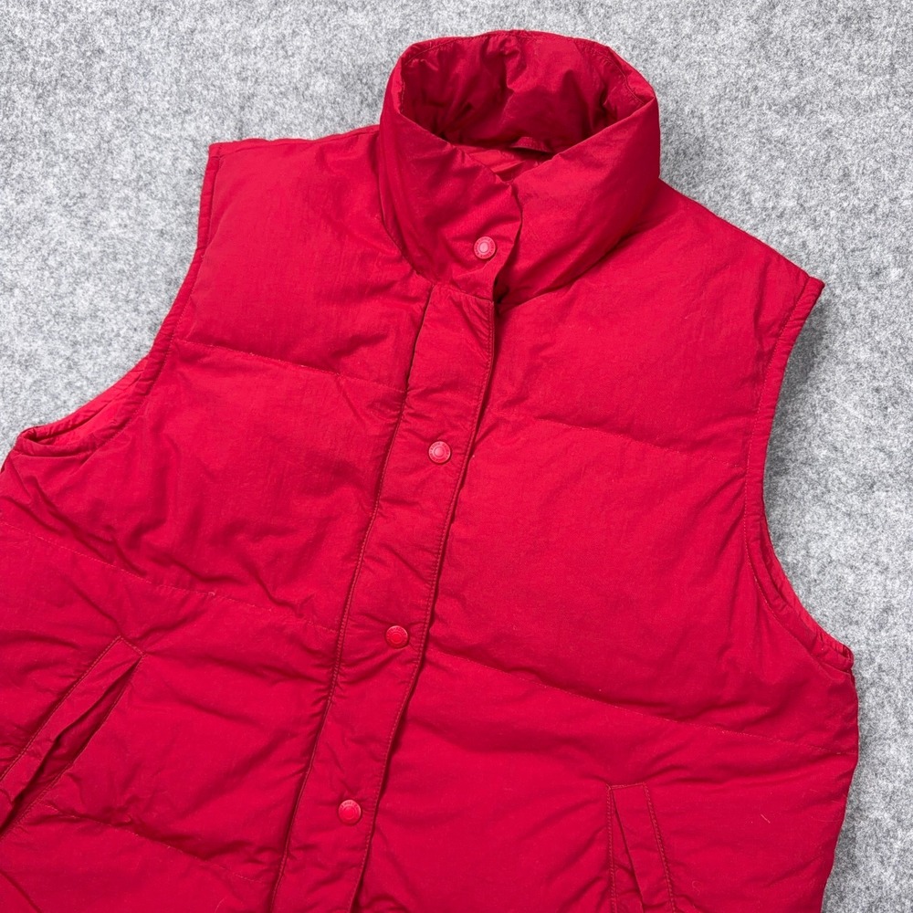 VTG Eddie Bauer Vest Mens‎ Medium Red Goose Down Puffer Full Zip Jacket Pockets